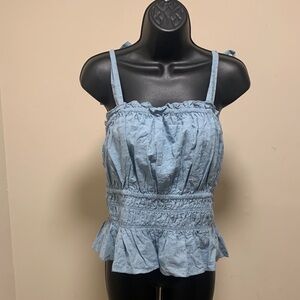Forever 21 Light Blue Ruffled Crop Top